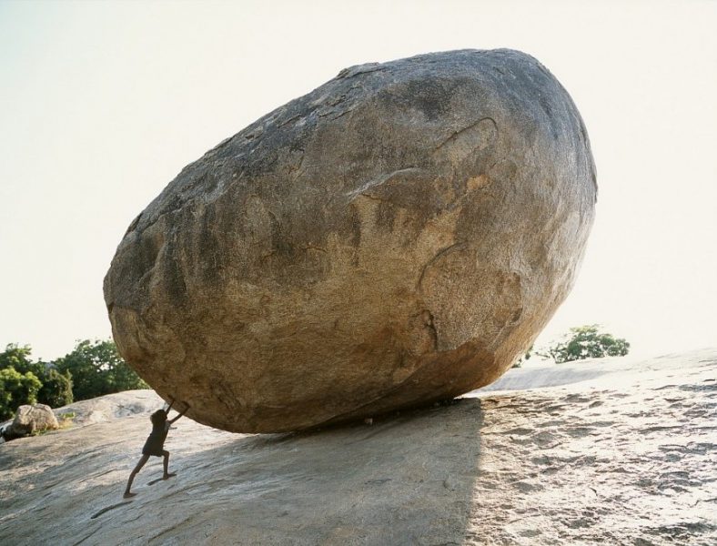 le rocher mythique de Mahabalipuram, Tamil Nadu, Inde