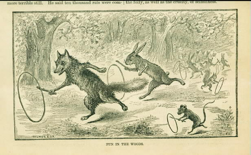gravure renard lapin raton